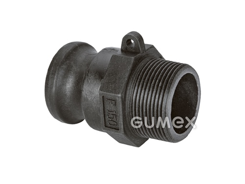 KAMLOK vsuvka DN25, vnější závit BSPT 1", 8,5bar, polypropylen, -20°C/+70°C, černá